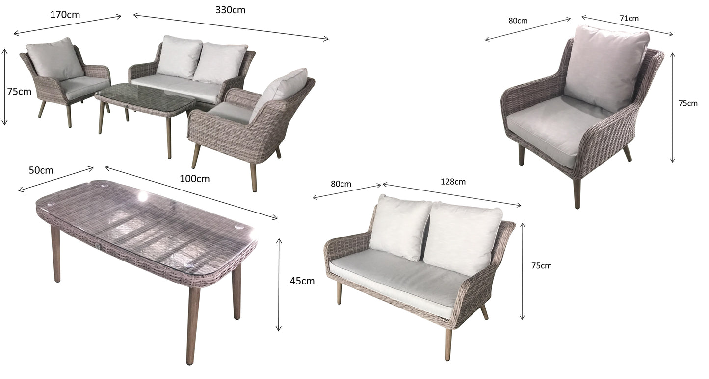 Signature Weave - Danielle Sofa Lounge Set in Fine Grey Wicker