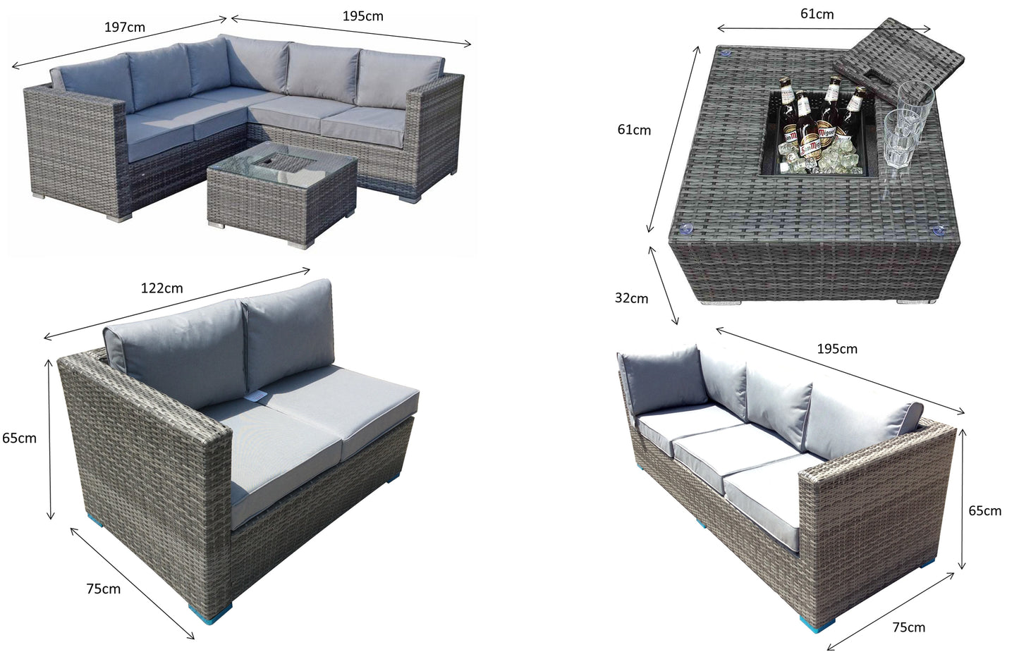 Signature Weave - Georgia Outdoor Corner Sofa with Ice Bucket Coffee Table
