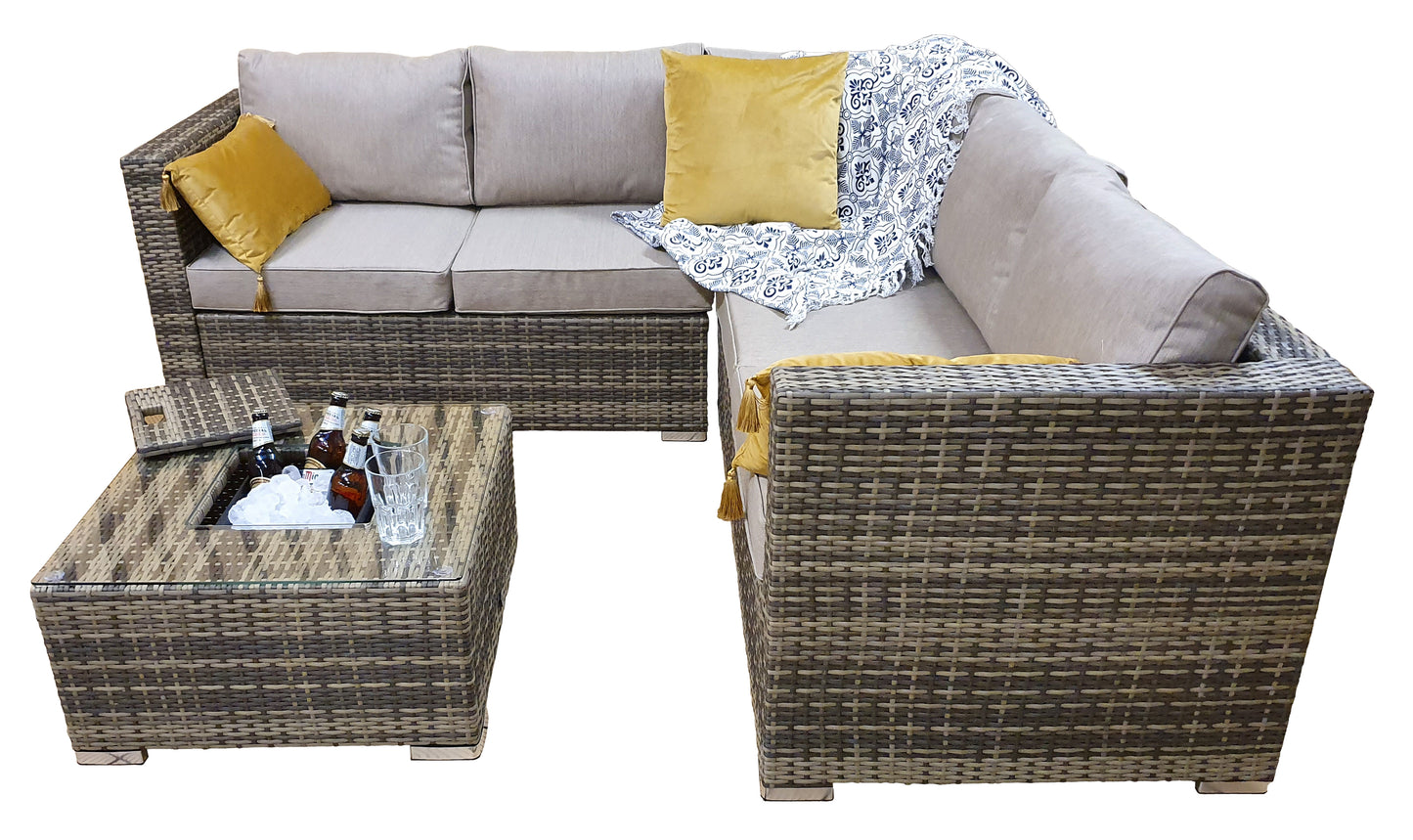 Signature Weave - Outdoor Furniture - Georgia Corner Sofa With Ice Bucket In Coffee Table