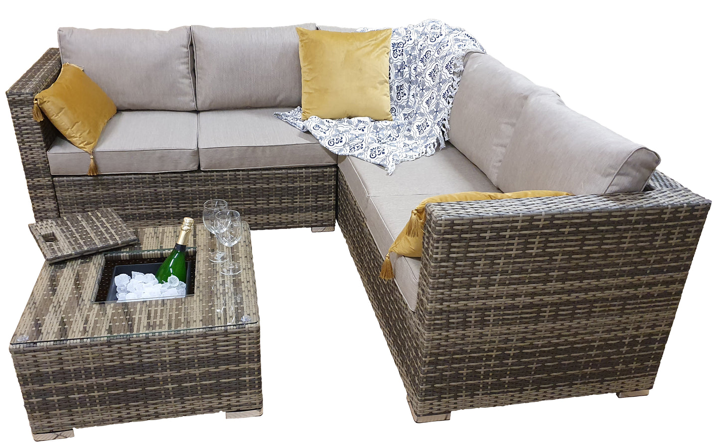 Signature Weave - Outdoor Furniture - Georgia Corner Sofa With Ice Bucket In Coffee Table
