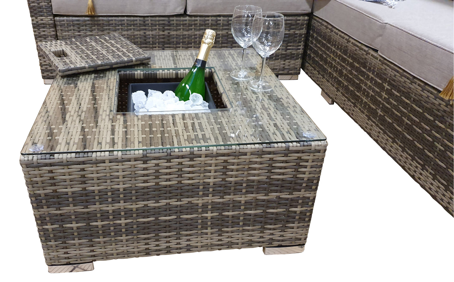Signature Weave - Outdoor Furniture - Georgia Corner Sofa With Ice Bucket In Coffee Table
