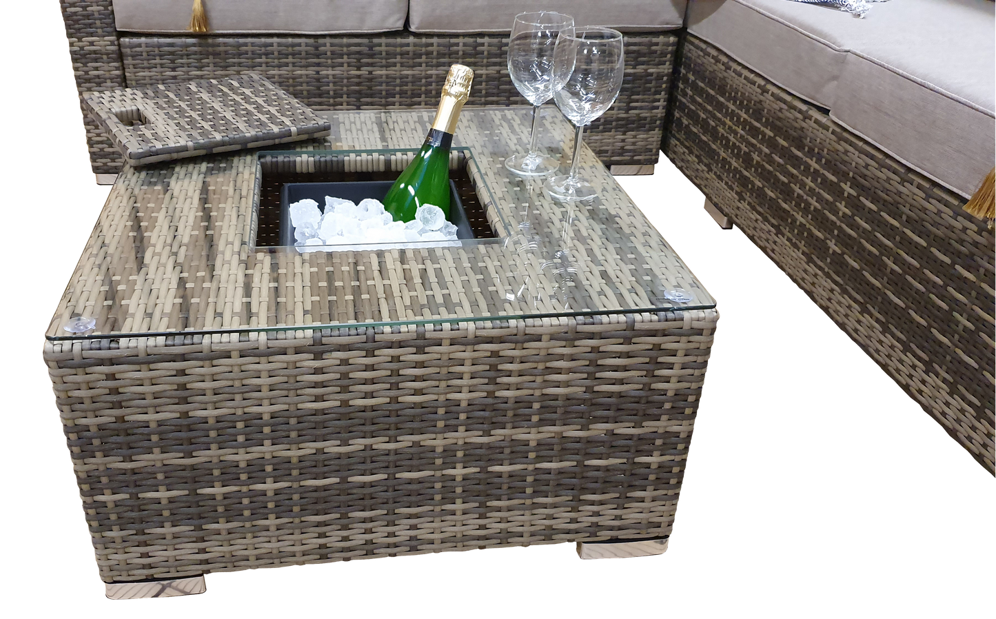 Signature Weave - Outdoor Furniture - Georgia Corner Sofa With Ice Bucket In Coffee Table