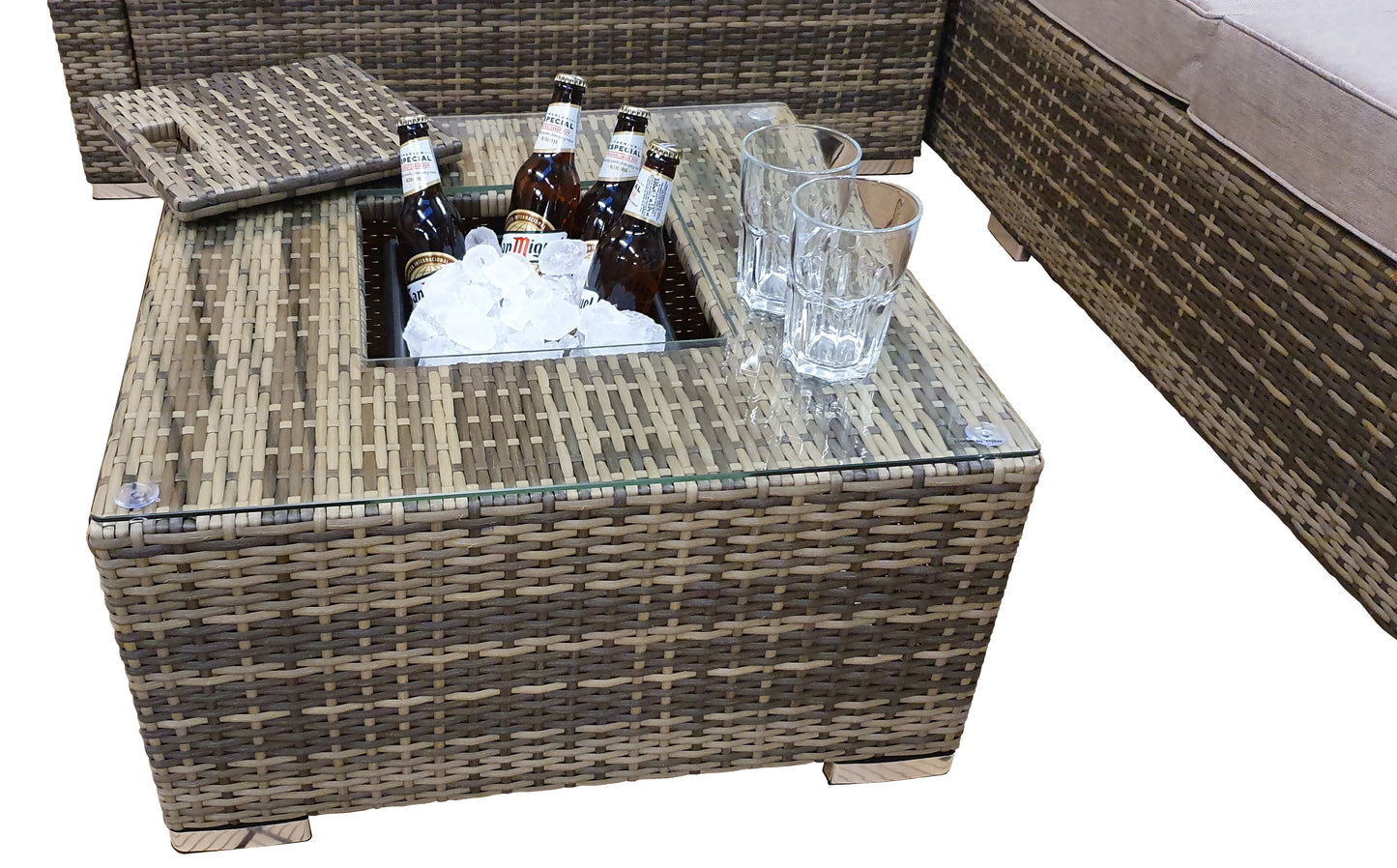 Signature Weave - Outdoor Furniture - Georgia Corner Sofa With Ice Bucket In Coffee Table