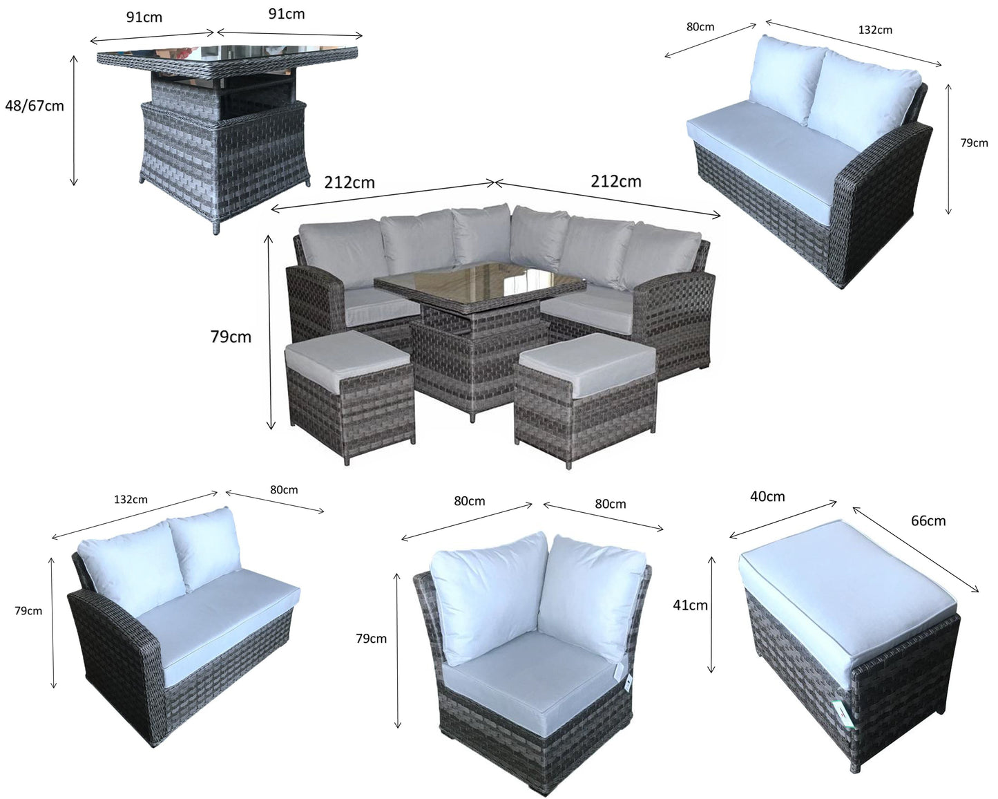 Signature Weave - Outdoor Furniture - Corner Sofa Set In 3 Weave Grey With Lift Table & 2 Ottomans