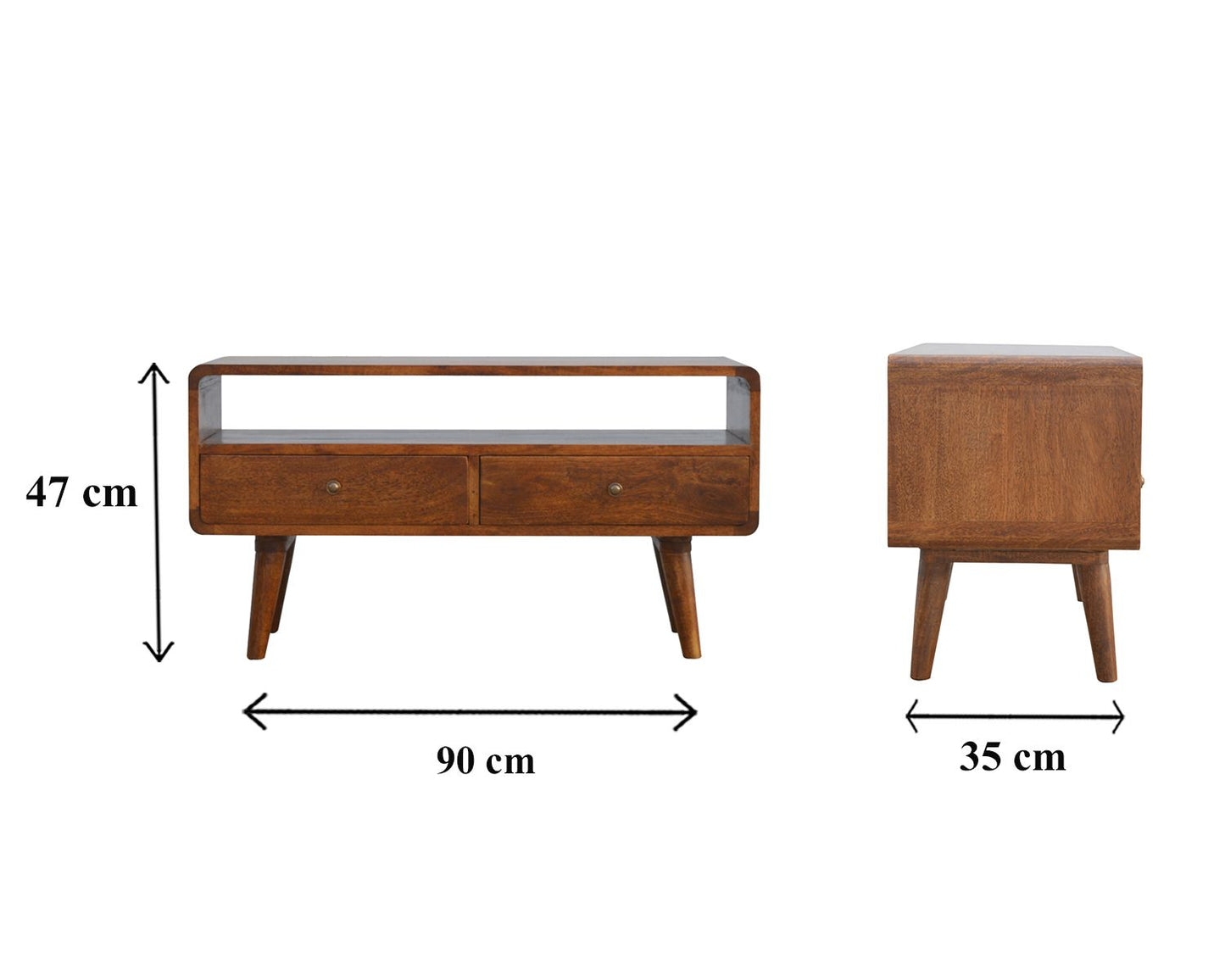 Curved Chestnut Media Unit