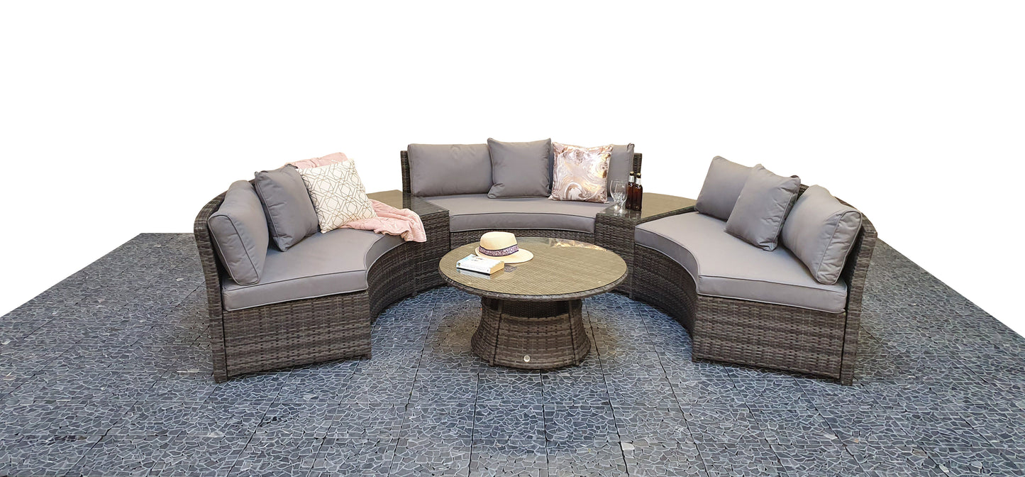 Signature Weave - Outdoor Furniture - Juliet - Half Moon Sofa Set In Mixed Grey