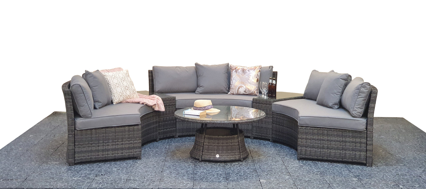 Signature Weave - Outdoor Furniture - Juliet - Half Moon Sofa Set In Mixed Grey