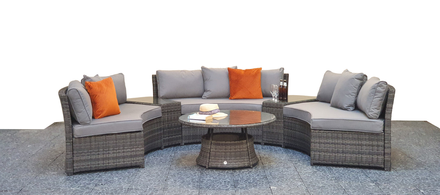 Signature Weave - Outdoor Furniture - Juliet - Half Moon Sofa Set In Mixed Grey