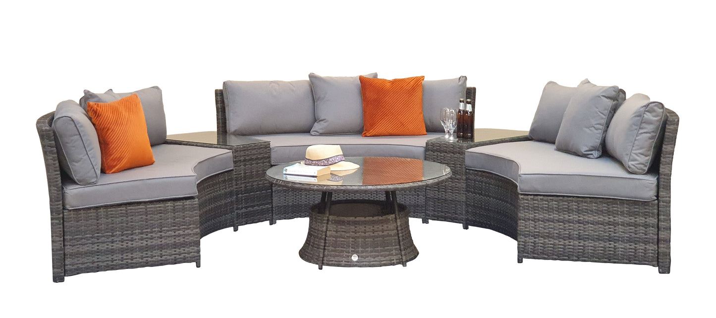 Signature Weave - Outdoor Furniture - Juliet - Half Moon Sofa Set In Mixed Grey