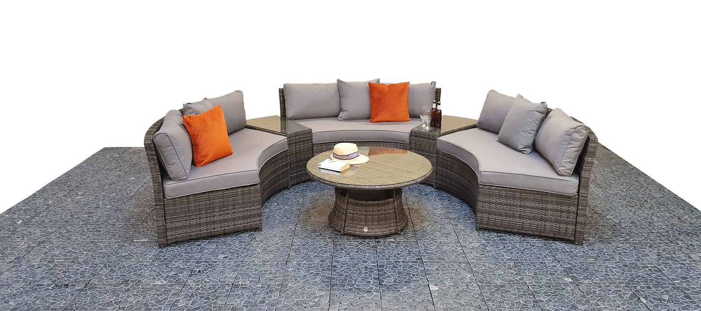 Signature Weave - Outdoor Furniture - Juliet - Half Moon Sofa Set In Mixed Grey