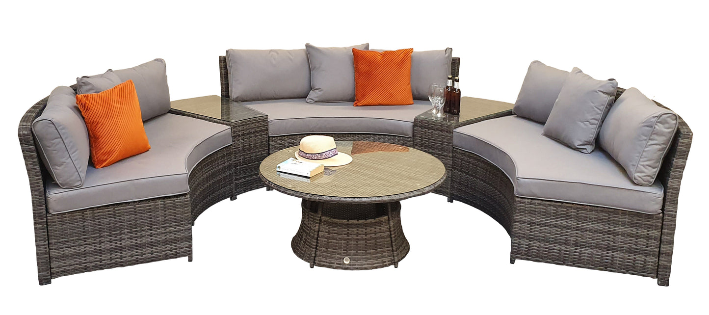 Signature Weave - Outdoor Furniture - Juliet - Half Moon Sofa Set In Mixed Grey