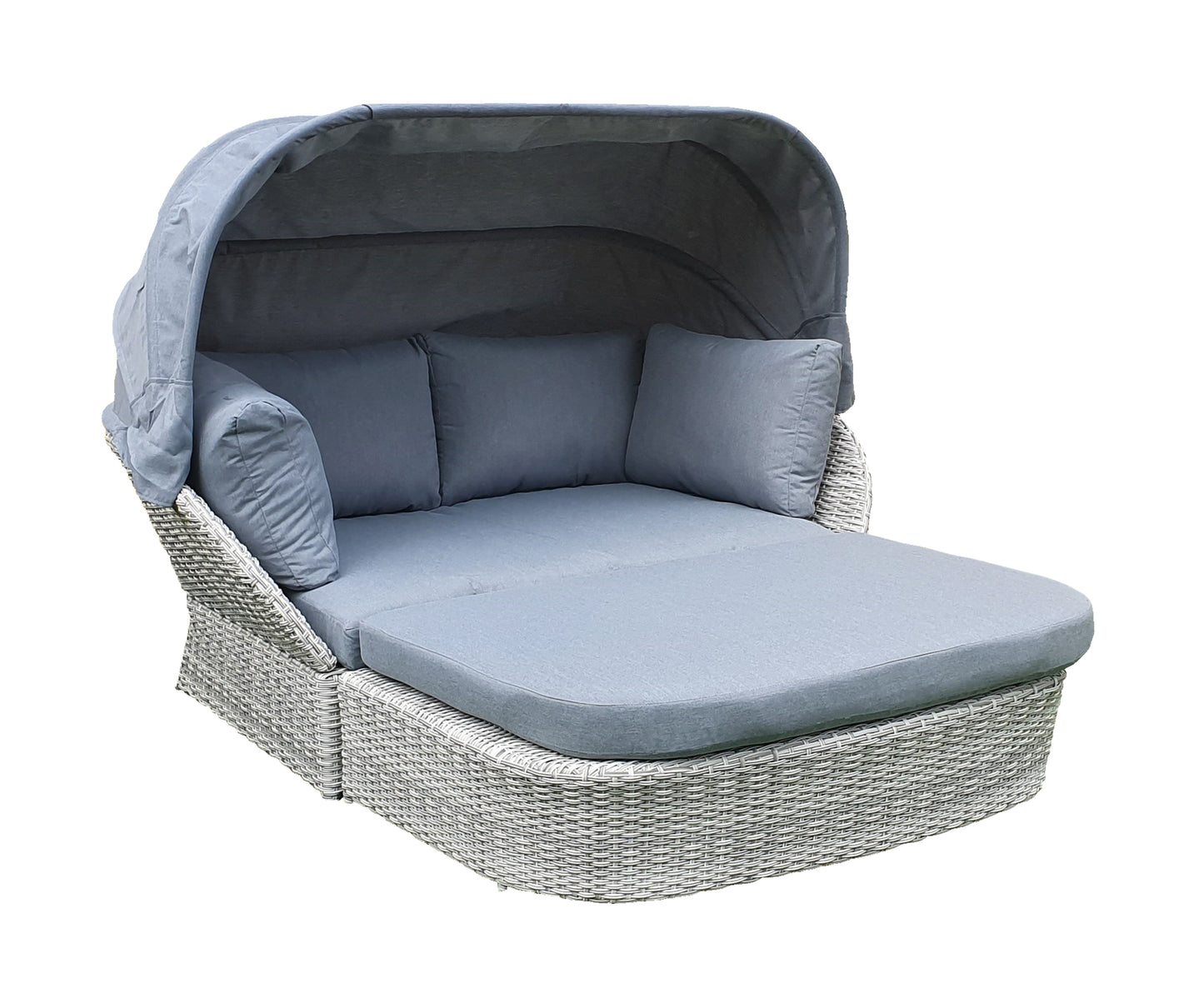 Signature Weave - Meghan Outdoor Daybed with Grey Canopy Hood