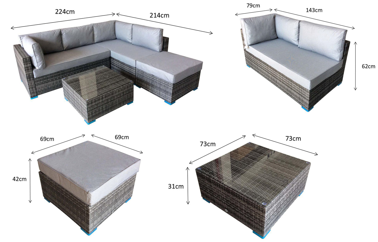 Signature Weave - Outdoor Furniture - Savannah - Corner Sofa In Flat Grey Weave