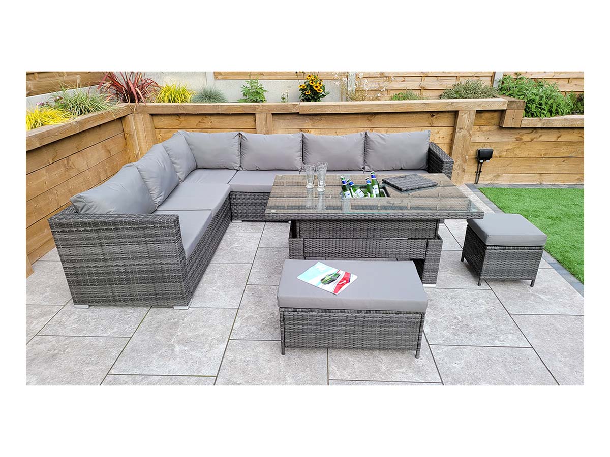 Signature Weave - Catalina Corner Dining Sofa Set with Lift Table & Ice Bucket