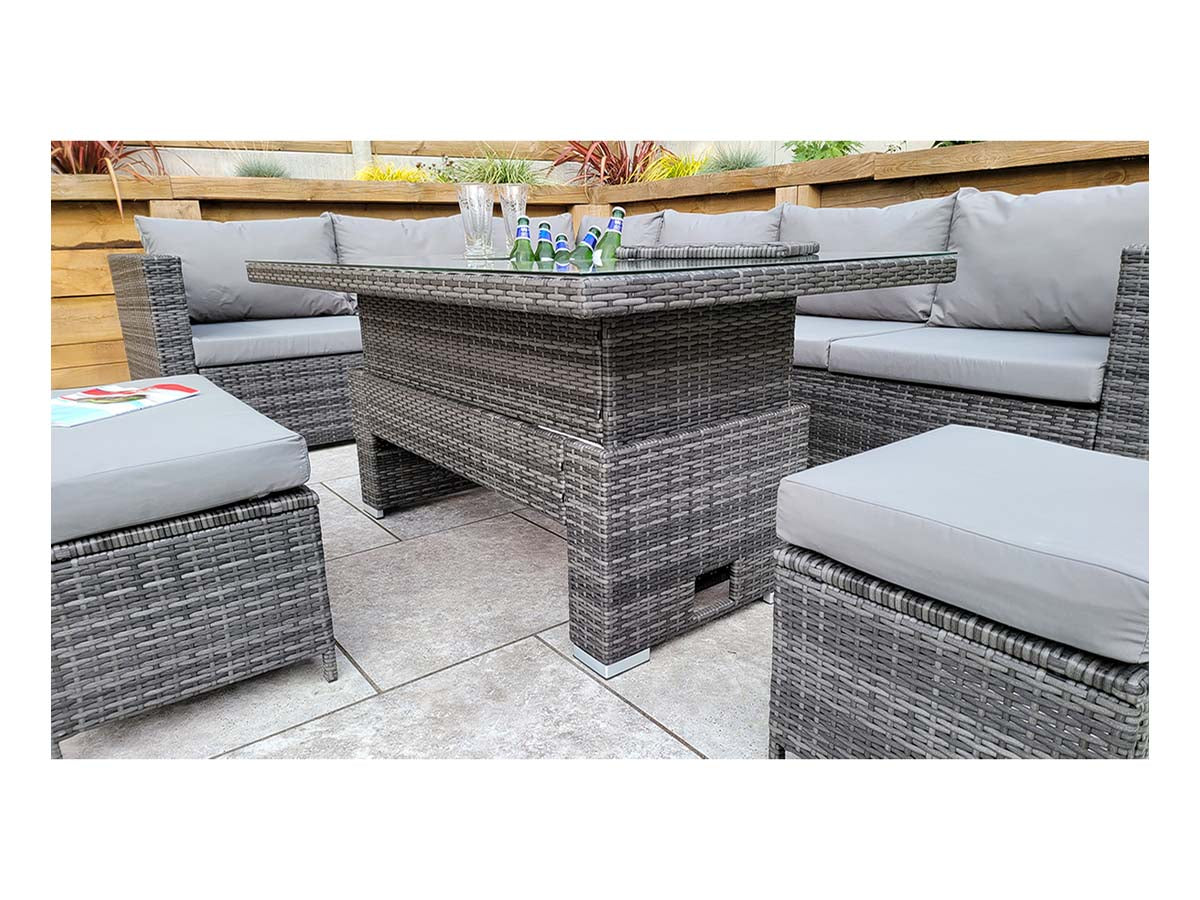 Signature Weave - Catalina Corner Dining Sofa Set with Lift Table & Ice Bucket