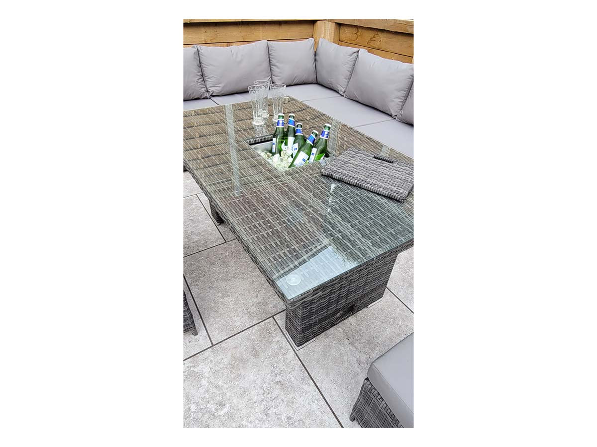 Signature Weave - Catalina Corner Dining Sofa Set with Lift Table & Ice Bucket