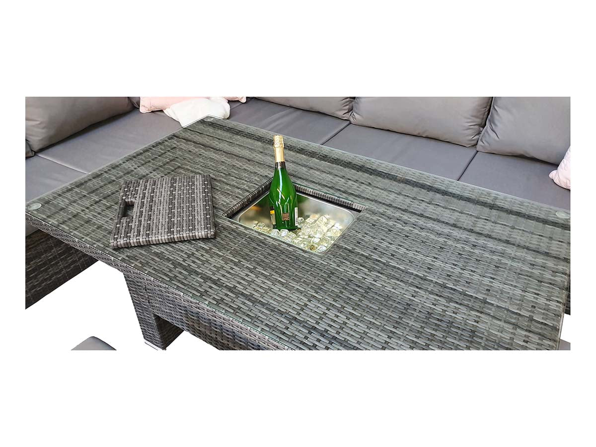Signature Weave - Catalina Corner Dining Sofa Set with Lift Table & Ice Bucket