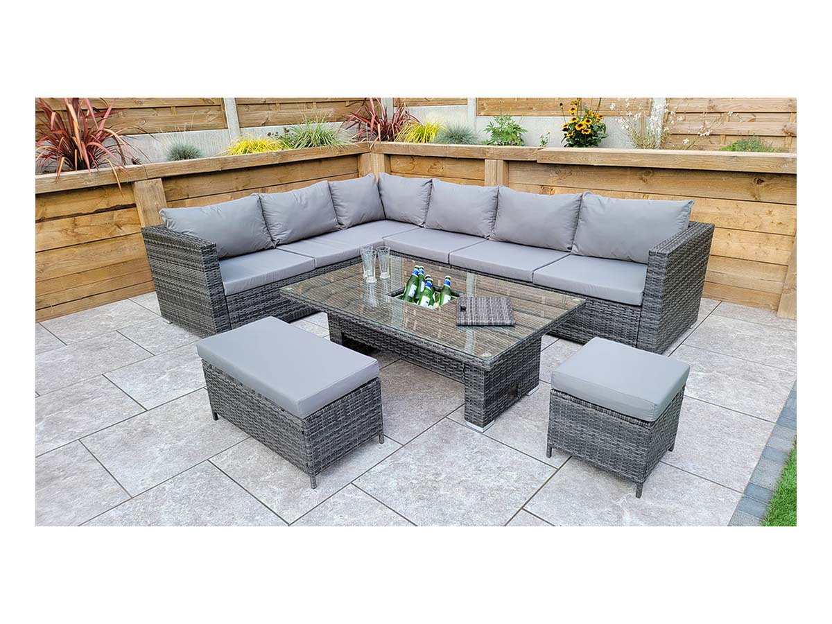Signature Weave - Catalina Corner Dining Sofa Set with Lift Table & Ice Bucket