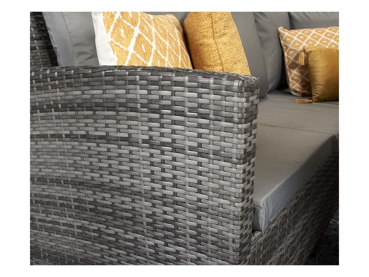 Signature Weave - Charlotte Seater Outdoor Corner Dining Sofa Set with Firepit Table
