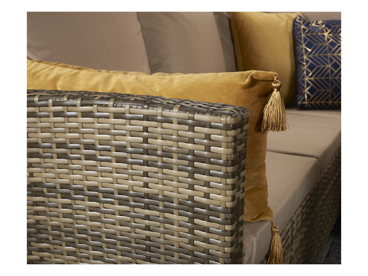 Signature Weave - Charlotte Outdoor Brown Corner Dining Sofa Set with Ottoman Stool Seats