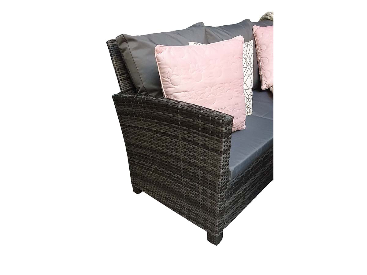Signature Weave - Charlotte Outdoor Polywood Effect Corner Dining Set with Ottoman Stool Seats