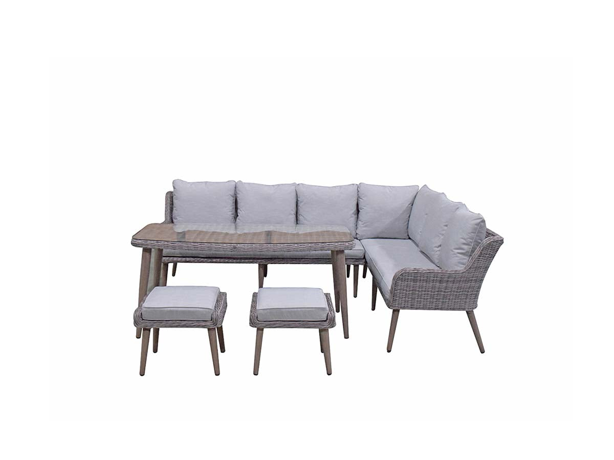 Signature Weave - Danielle Outdoor Corner Sofa Dining Set with Ottoman Stool Seat