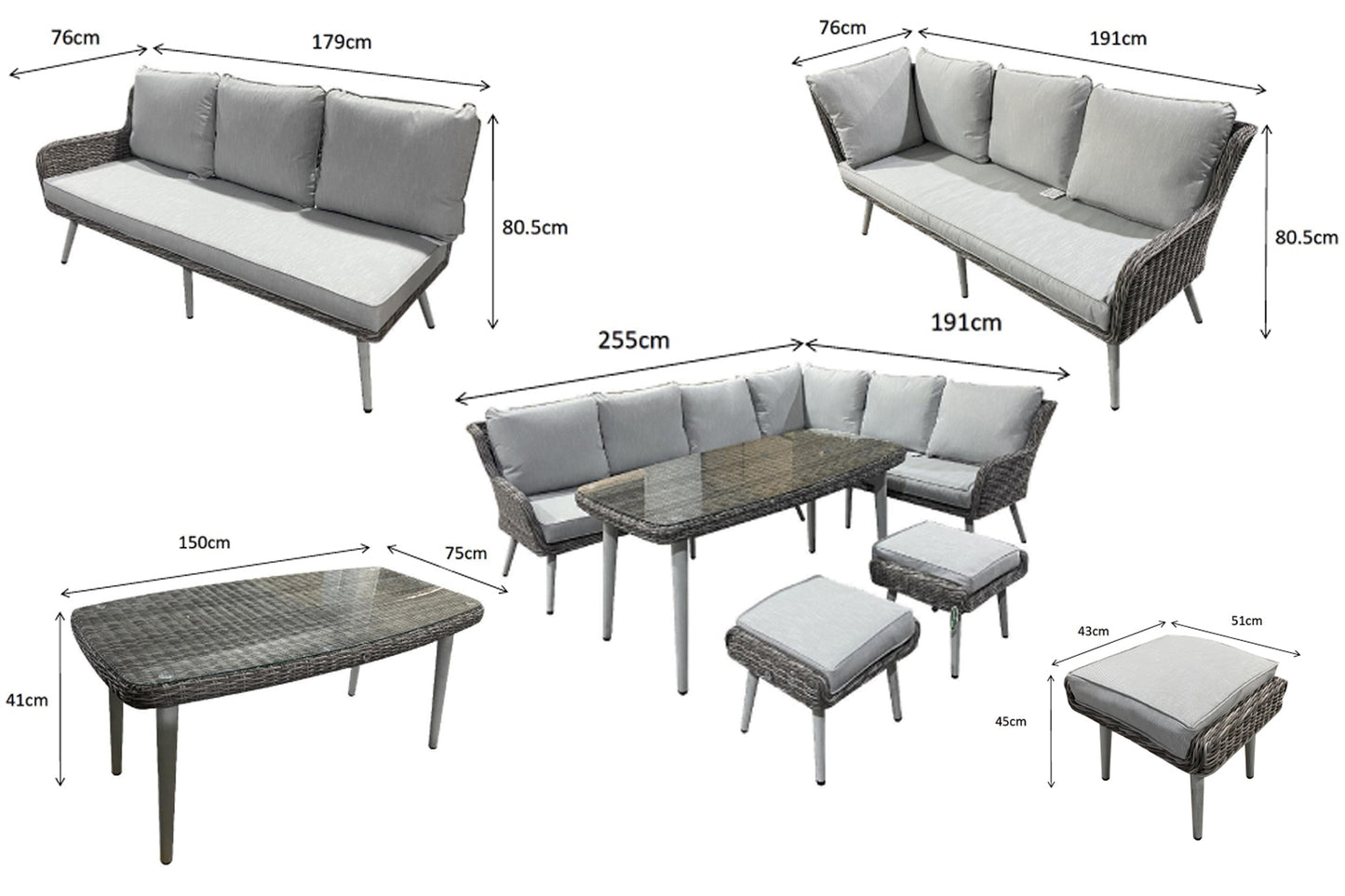 Signature Weave - Danielle Outdoor Corner Sofa Dining Set with Ottoman Stool Seat