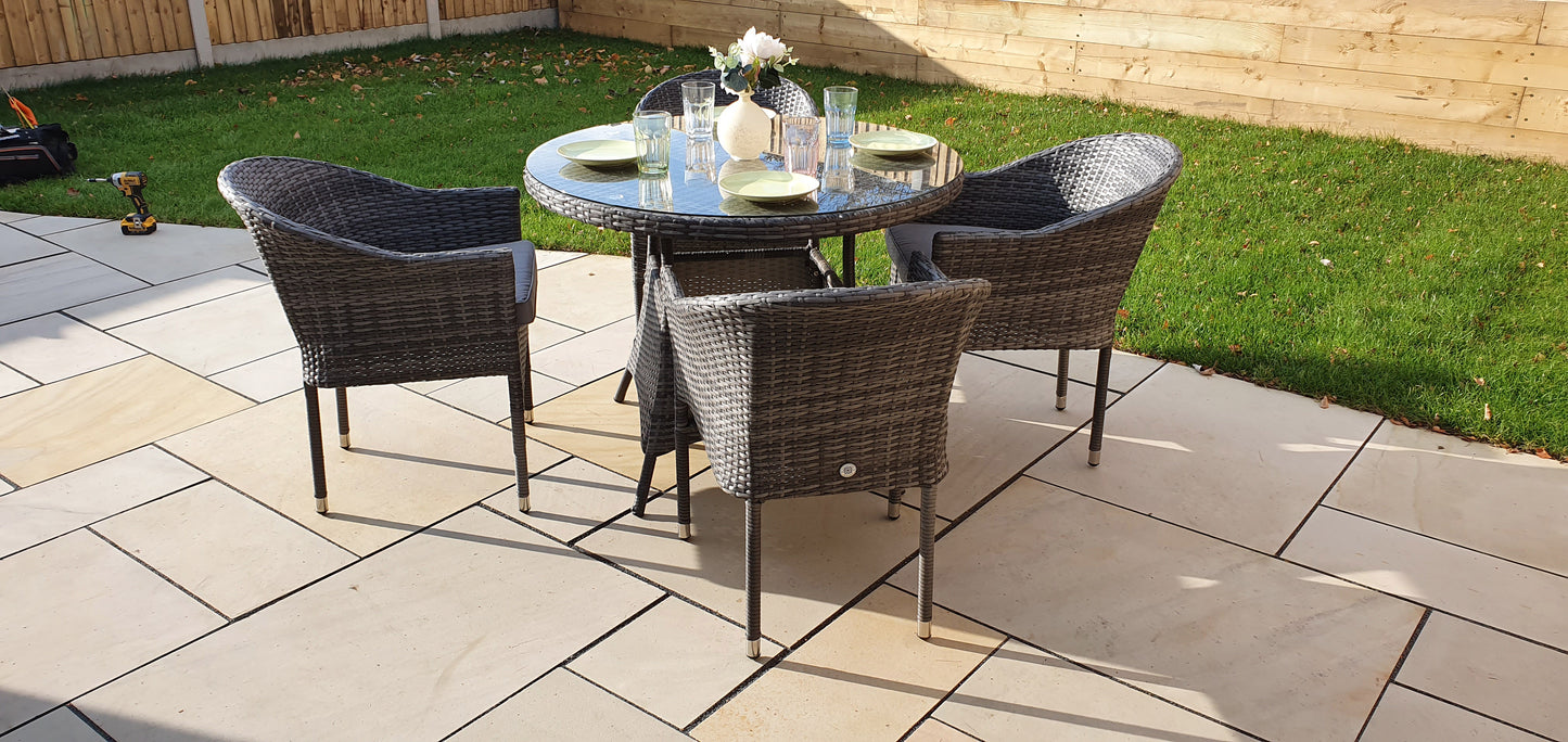 Signature Weave - Emily Outdoor Round Rattan Glass-Top Dining Set