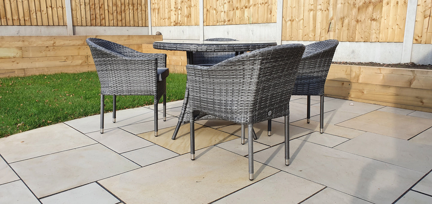Signature Weave - Emily Outdoor Round Rattan Glass-Top Dining Set