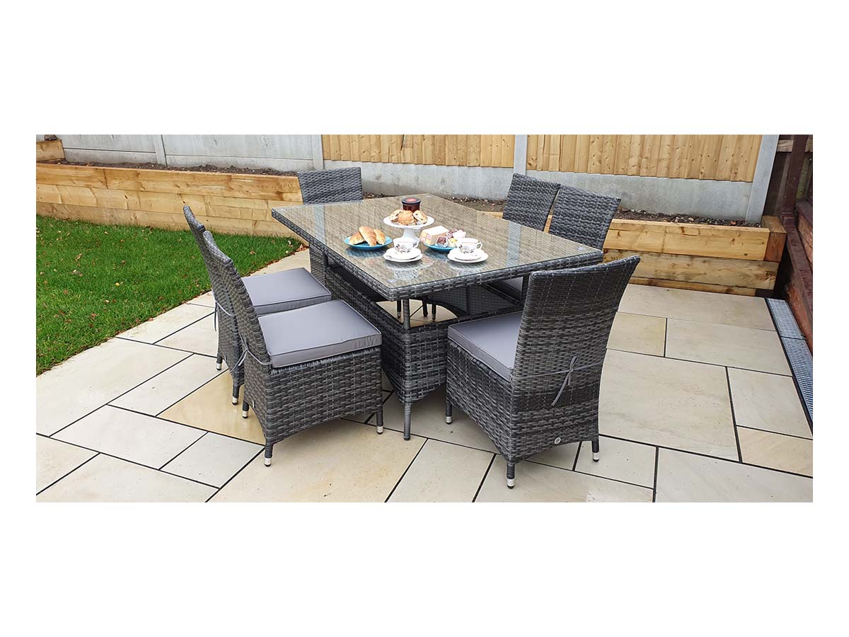 Signature Weave - Emily Outdoor Rattan Glass-Top Table with Armless Chairs