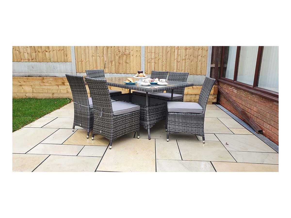 Signature Weave - Emily Outdoor Rattan Glass-Top Table with Armless Chairs