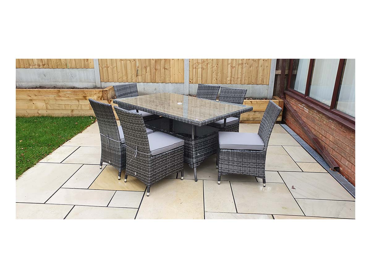 Signature Weave - Emily Outdoor Rattan Glass-Top Table with Armless Chairs