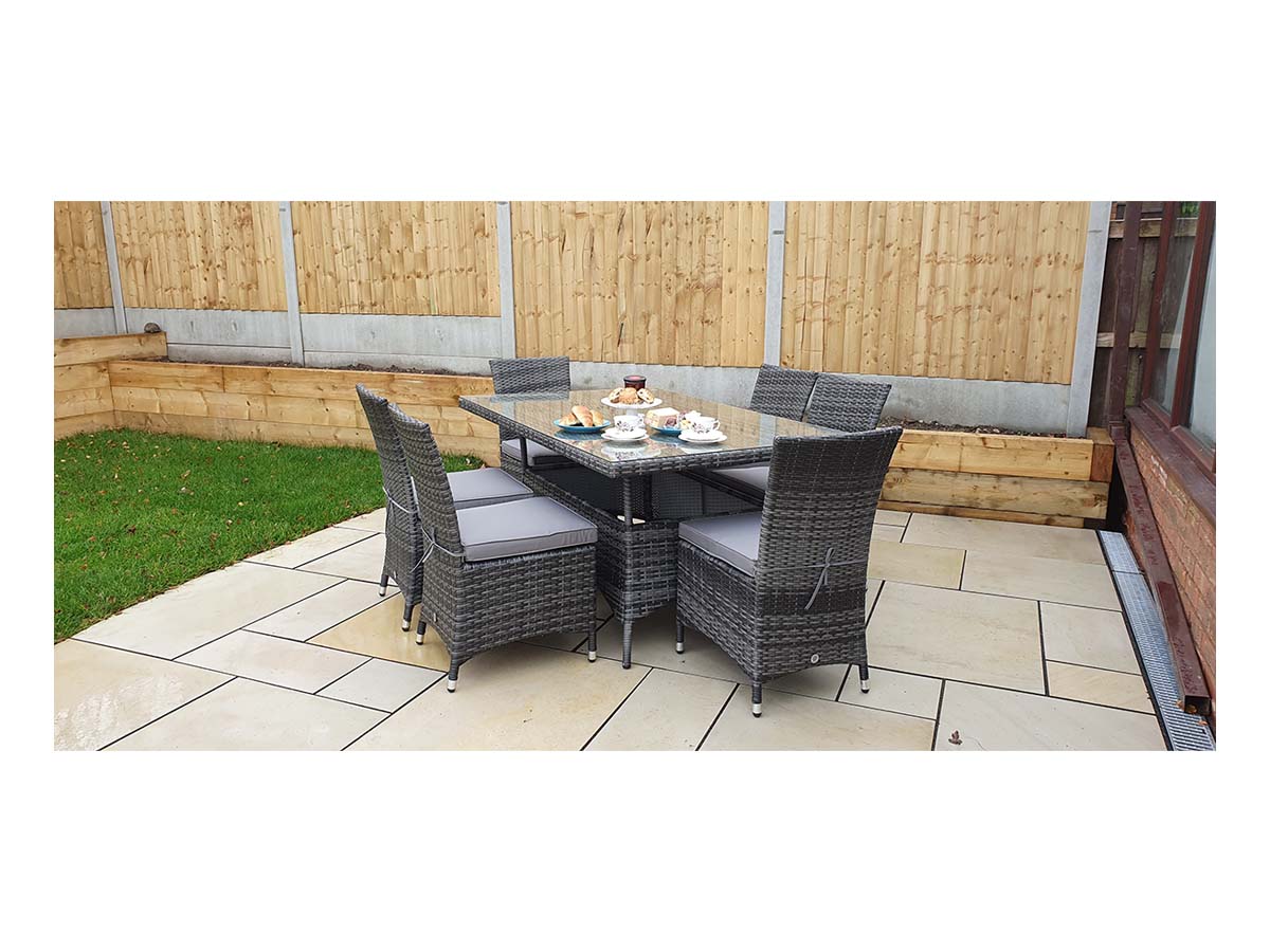 Signature Weave - Emily Outdoor Rattan Glass-Top Table with Armless Chairs
