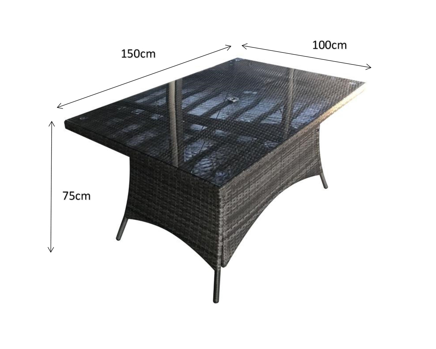 Signature Weave - Emily Outdoor Rattan Glass-Top Table with Armless Chairs