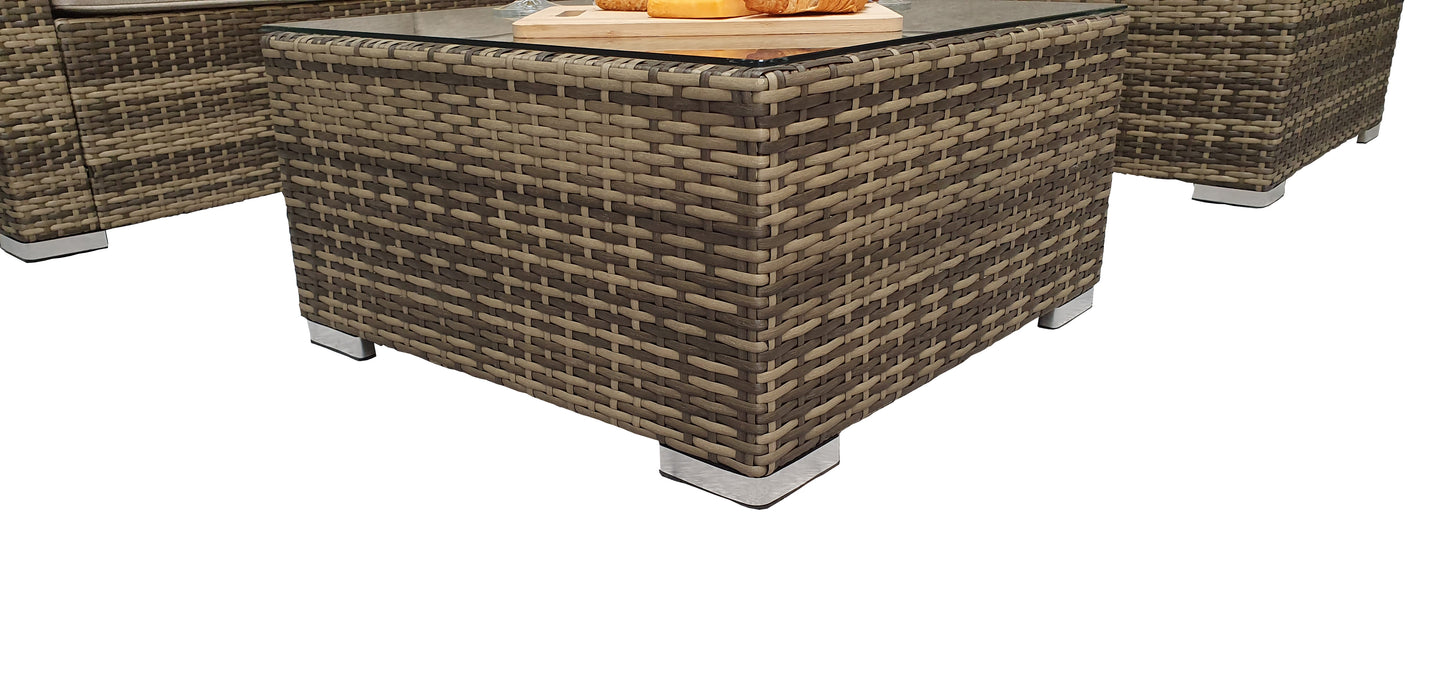 Signature Weave - Outdoor Furniture - Georgia - Compact Corner Sofa Set With Coffee Table Mixed Brown