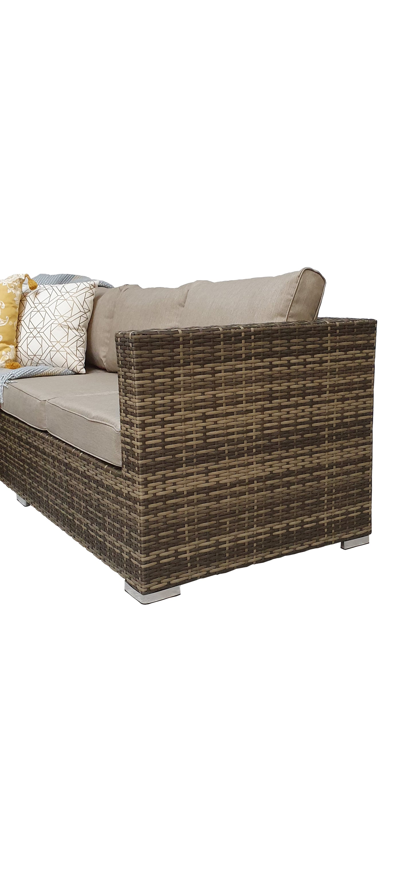 Signature Weave - Outdoor Furniture - Georgia - Compact Corner Sofa Set With Coffee Table Mixed Brown