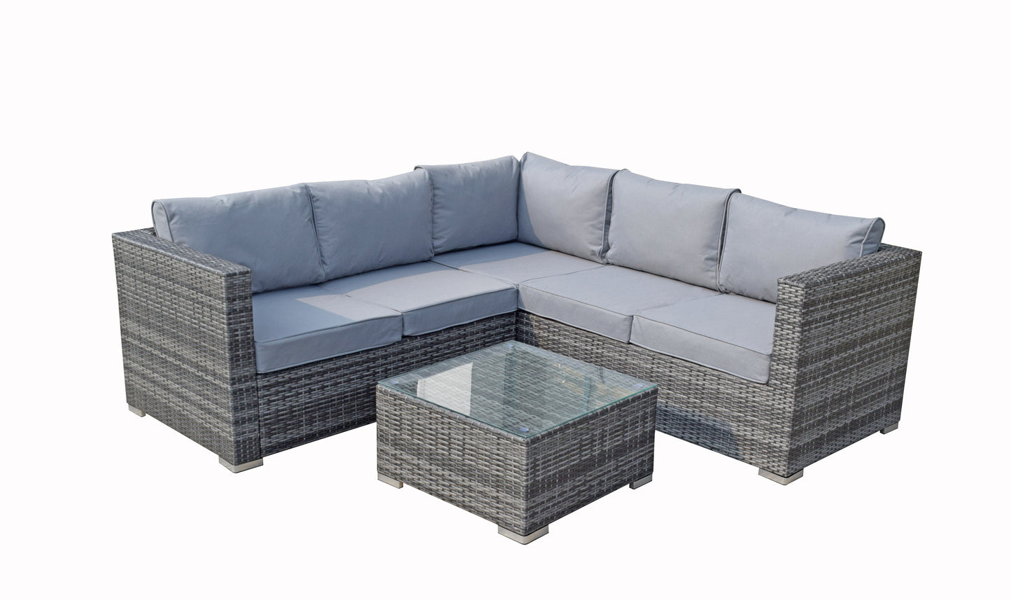 Signature Weave - Outdoor Furniture - Georgia - Compact Corner Sofa Set With Coffee Table Mixed Grey