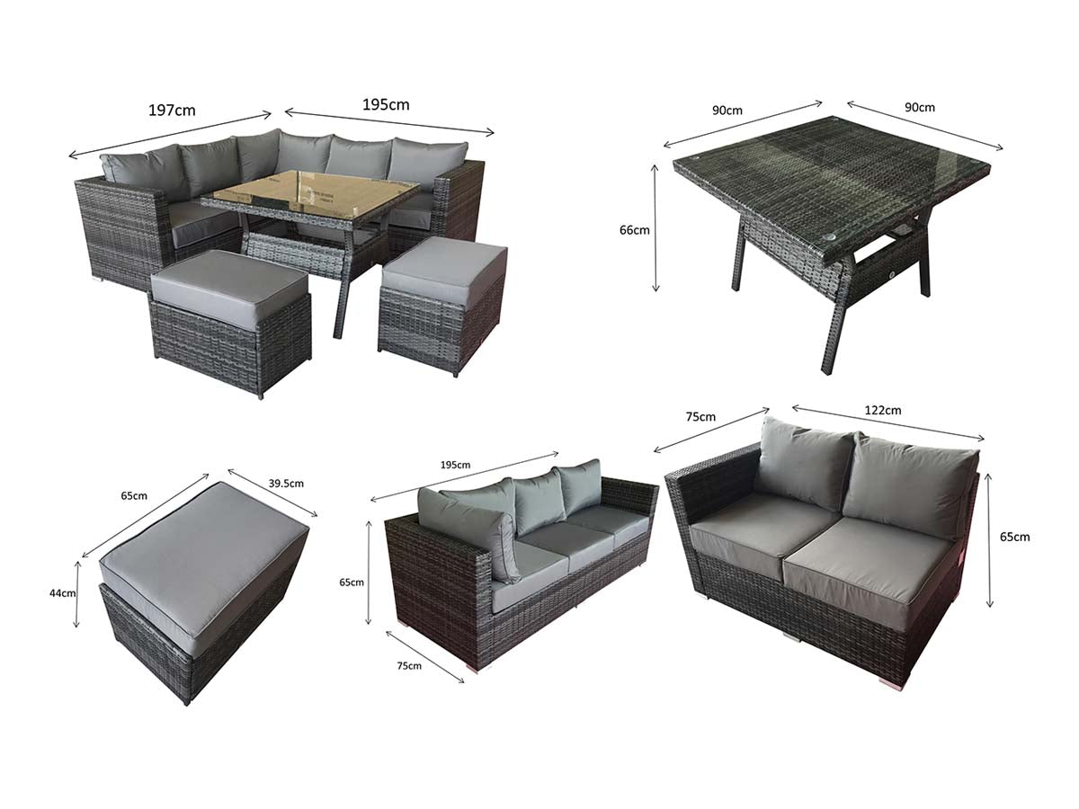 Signature Weave - Georgia Outdoor Sofa Set with Milan Firepit Table