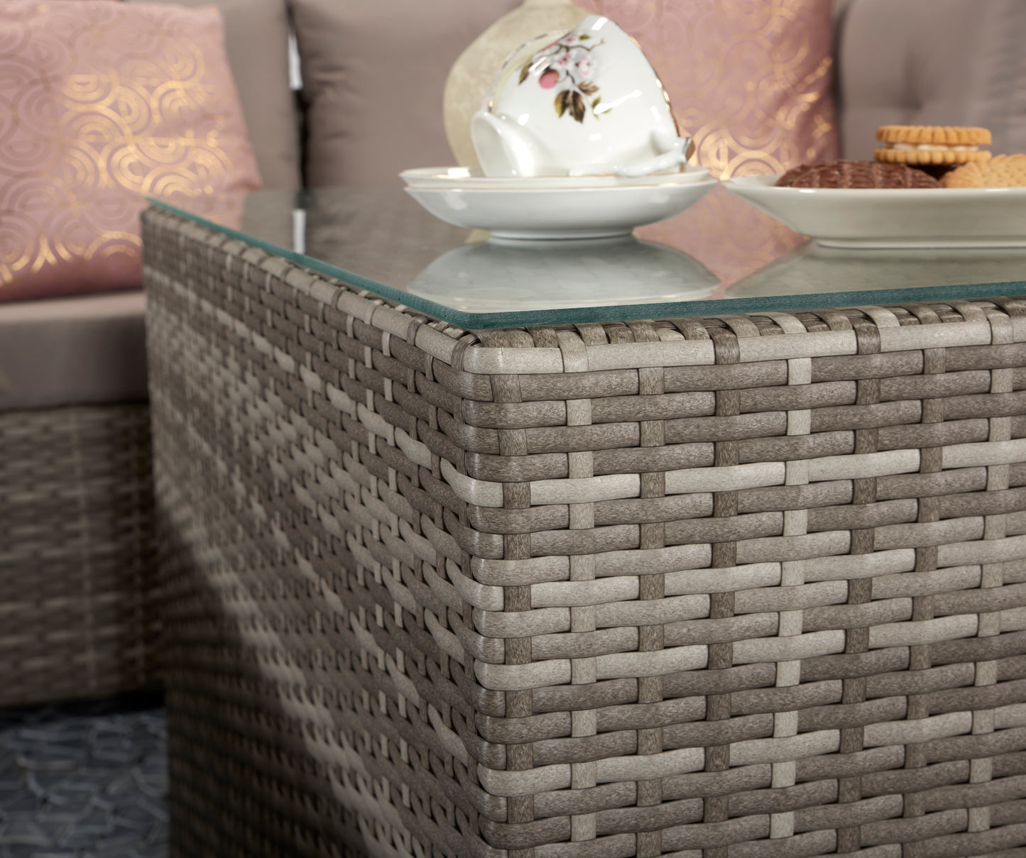 Signature Weave - Outdoor Furniture - Harper - Stackable Sofa Set In Flat Grey Weave