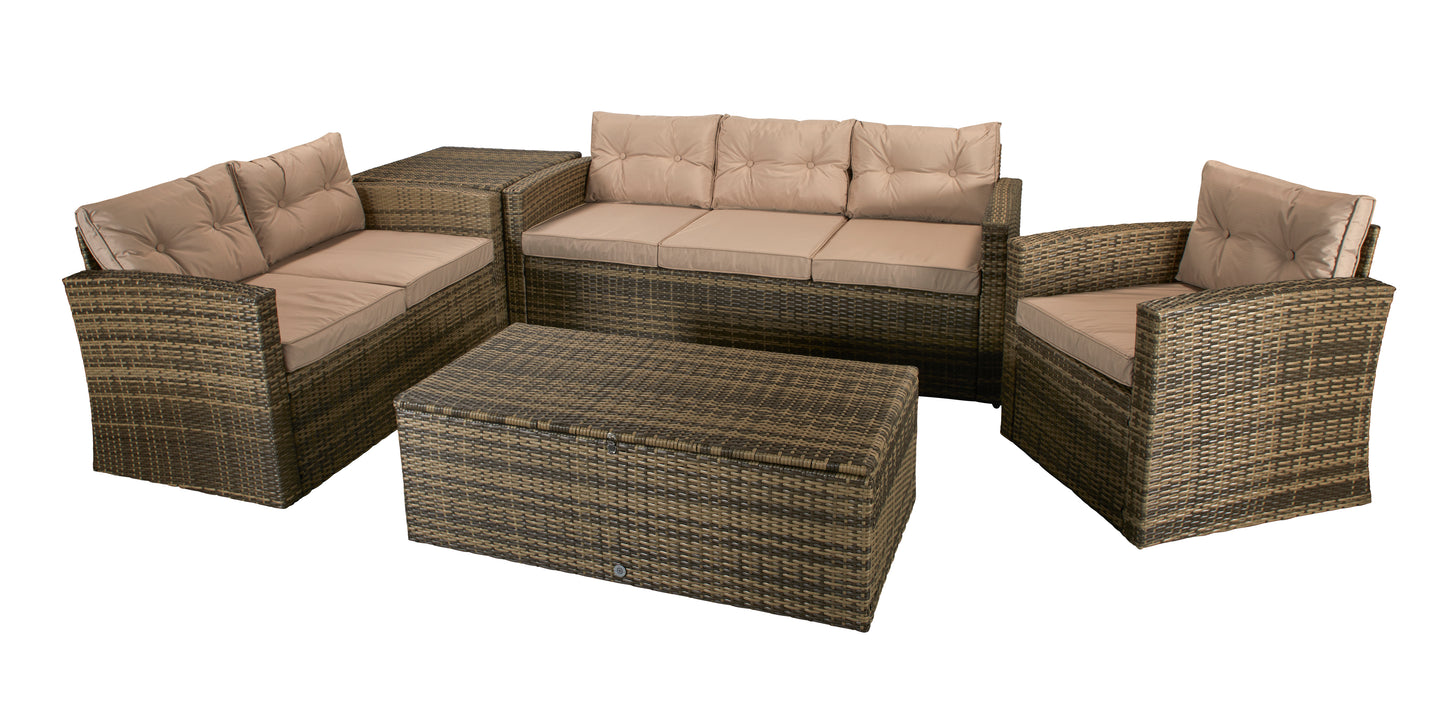 Signature Weave - Outdoor Furniture - Holly - 5 Piece Sofa Set In Mixed Brown Steel Frame