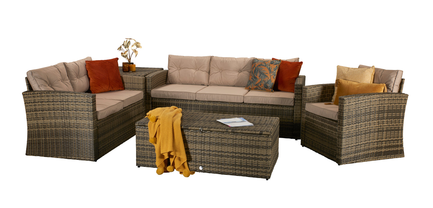 Signature Weave - Outdoor Furniture - Holly - 5 Piece Sofa Set In Mixed Brown Steel Frame