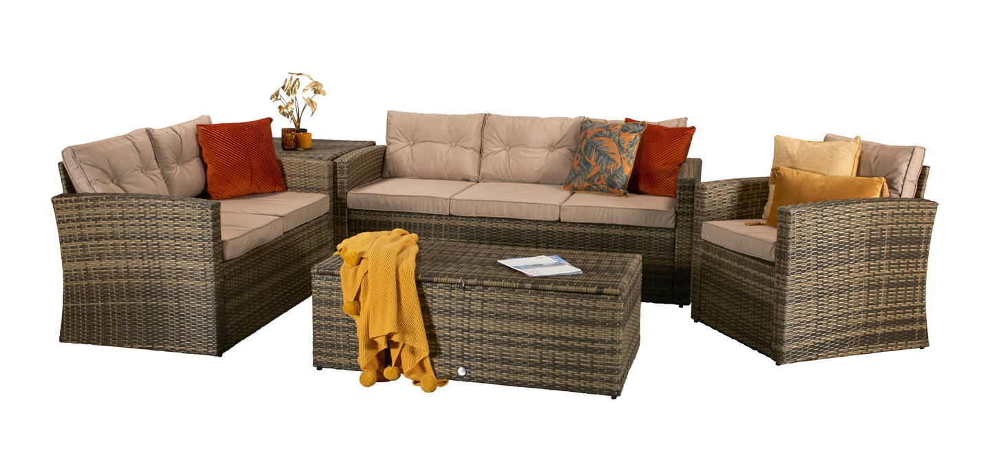 Signature Weave - Outdoor Furniture - Holly - 5 Piece Sofa Set In Mixed Brown Steel Frame
