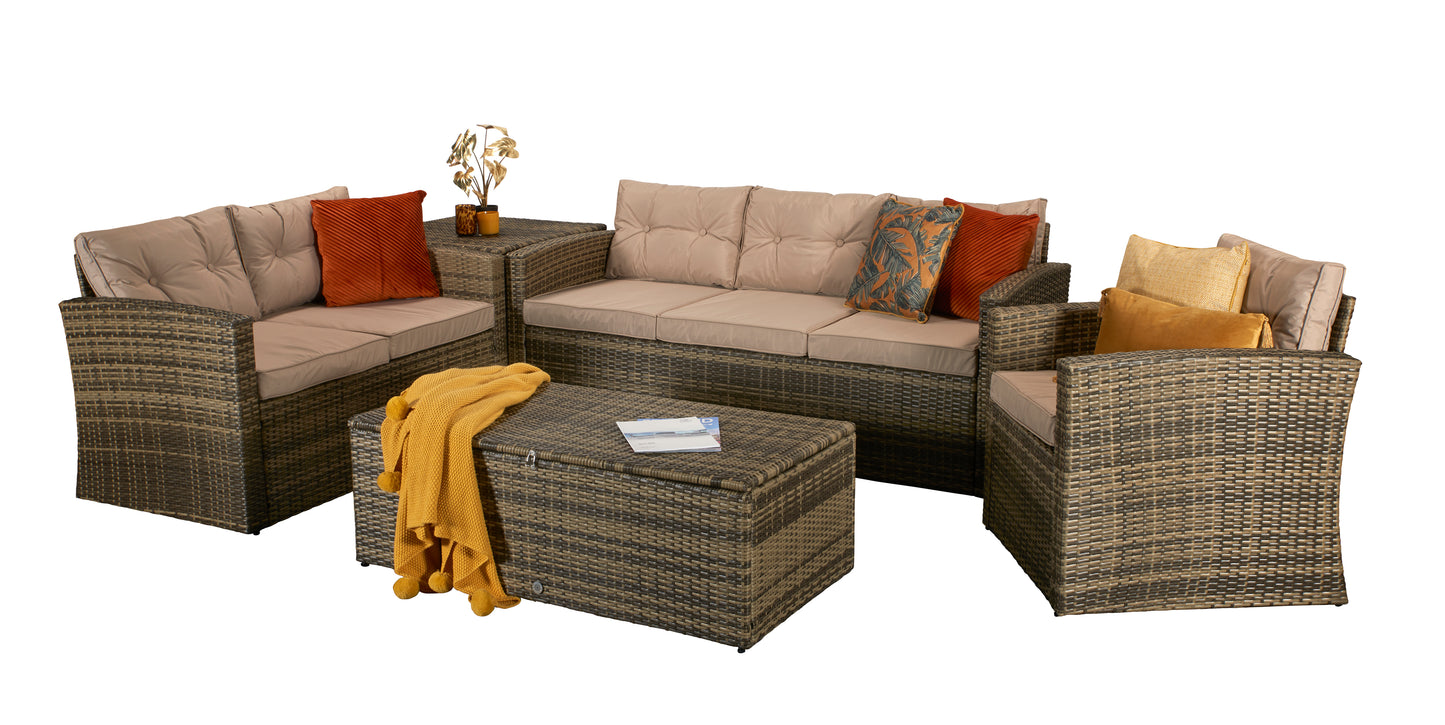 Signature Weave - Outdoor Furniture - Holly - 5 Piece Sofa Set In Mixed Brown Steel Frame