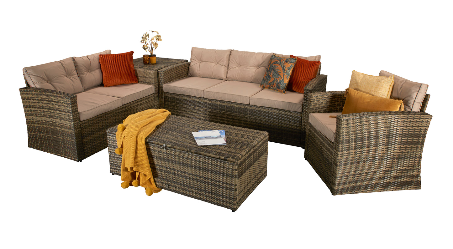 Signature Weave - Outdoor Furniture - Holly - 5 Piece Sofa Set In Mixed Brown Steel Frame