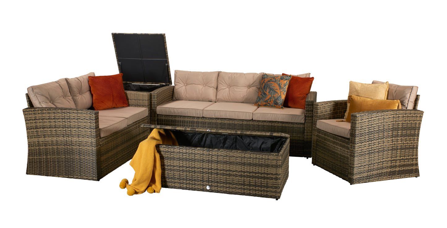 Signature Weave - Outdoor Furniture - Holly - 5 Piece Sofa Set In Mixed Brown Steel Frame