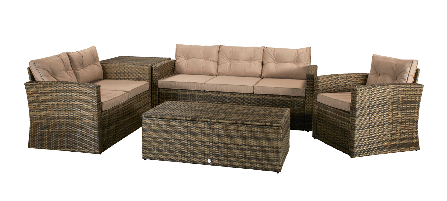 Signature Weave - Outdoor Furniture - Holly - 5 Piece Sofa Set In Mixed Brown Steel Frame