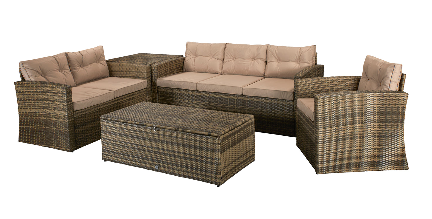 Signature Weave - Outdoor Furniture - Holly - 5 Piece Sofa Set In Mixed Brown Steel Frame