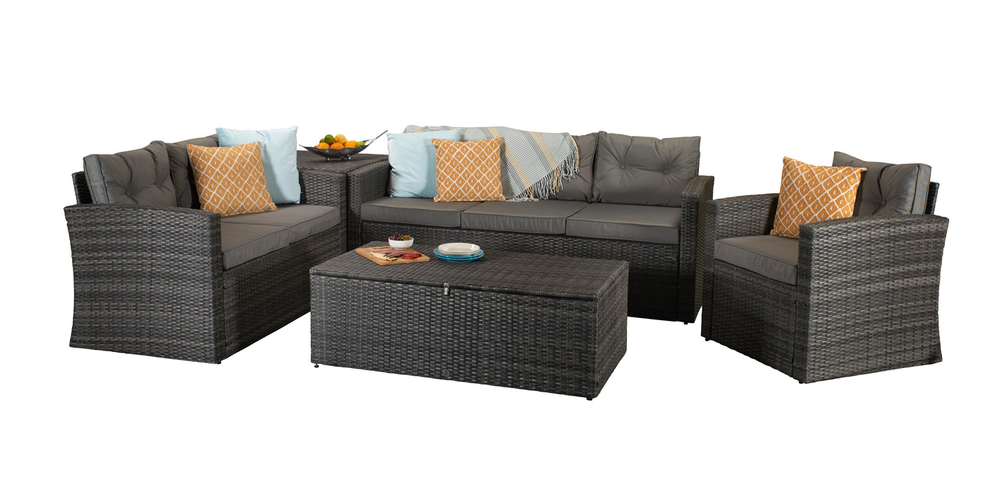 Signature Weave - Outdoor Furniture - Holly - 5 Piece Sofa Set In Mixed Grey Steel Frame