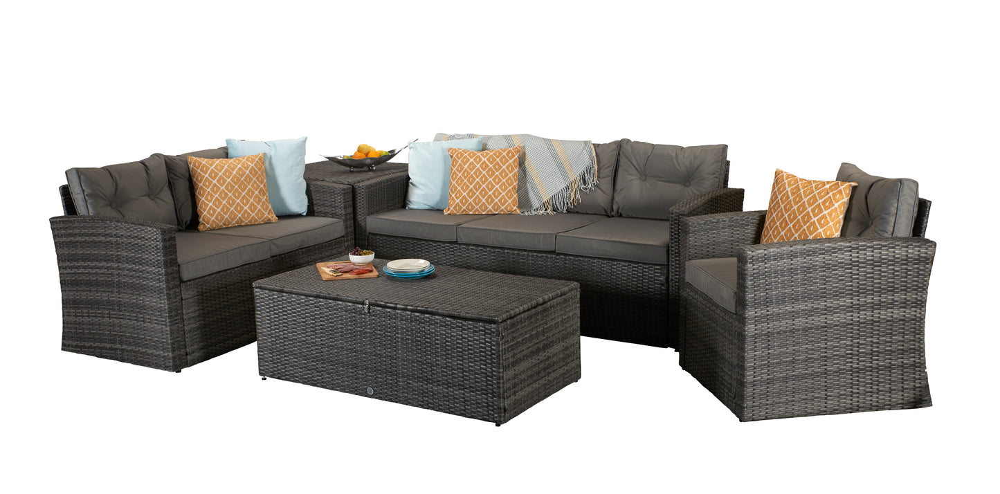 Signature Weave - Outdoor Furniture - Holly - 5 Piece Sofa Set In Mixed Grey Steel Frame
