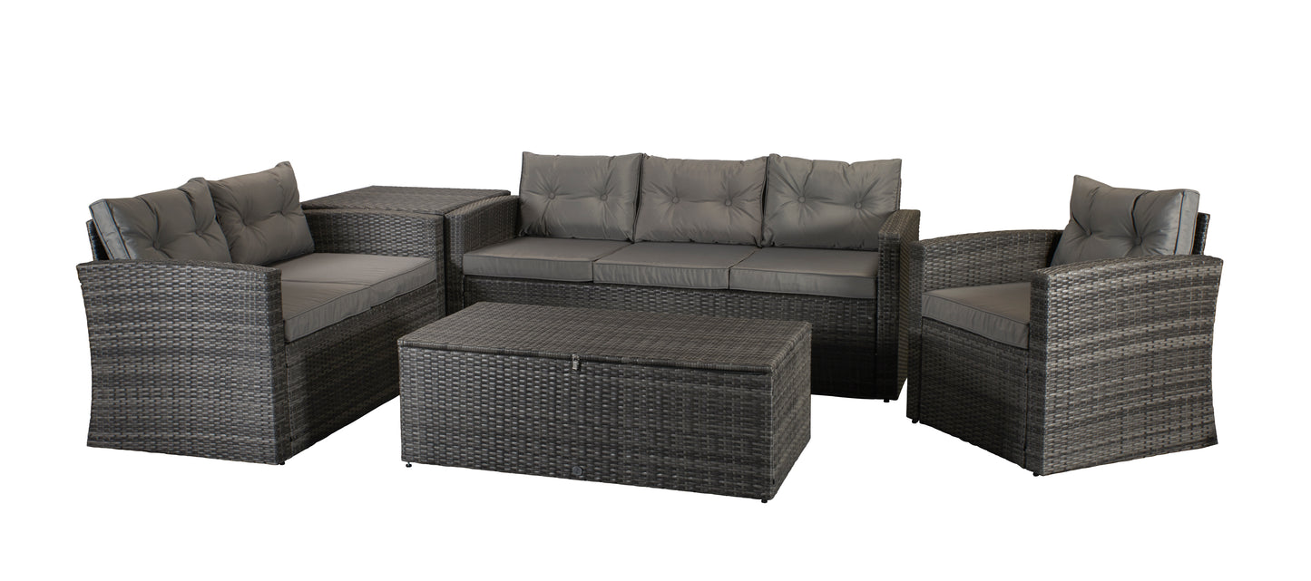 Signature Weave - Outdoor Furniture - Holly - 5 Piece Sofa Set In Mixed Grey Steel Frame